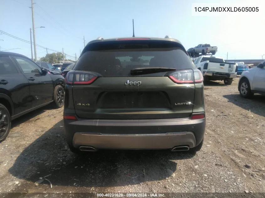 2020 Jeep Cherokee Limited 4X4 VIN: 1C4PJMDXXLD605005 Lot: 40231628