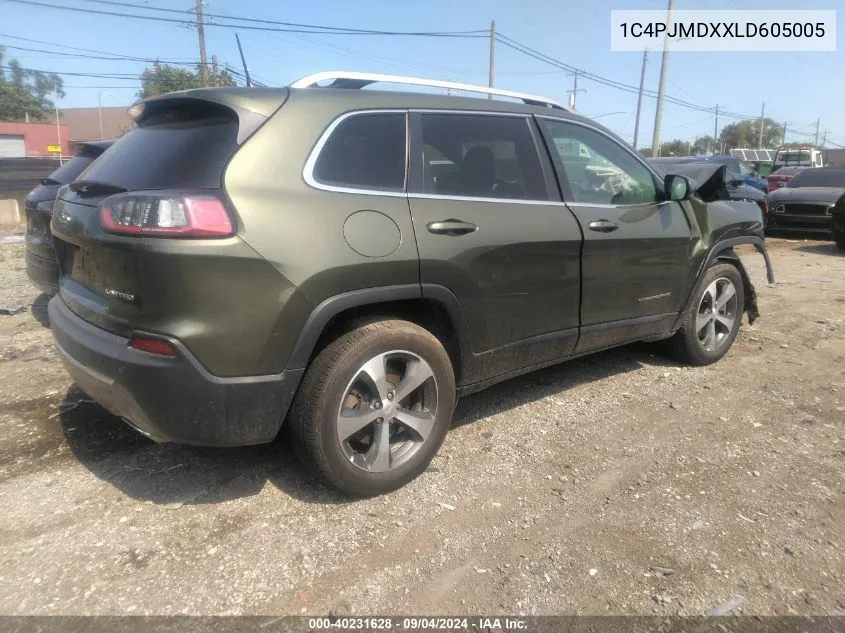 2020 Jeep Cherokee Limited 4X4 VIN: 1C4PJMDXXLD605005 Lot: 40231628