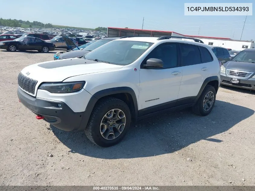 2020 Jeep Cherokee Trailhawk 4X4 VIN: 1C4PJMBN5LD534393 Lot: 40270535