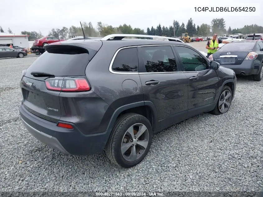 2020 Jeep Cherokee Limited Fwd VIN: 1C4PJLDB6LD654250 Lot: 40271643