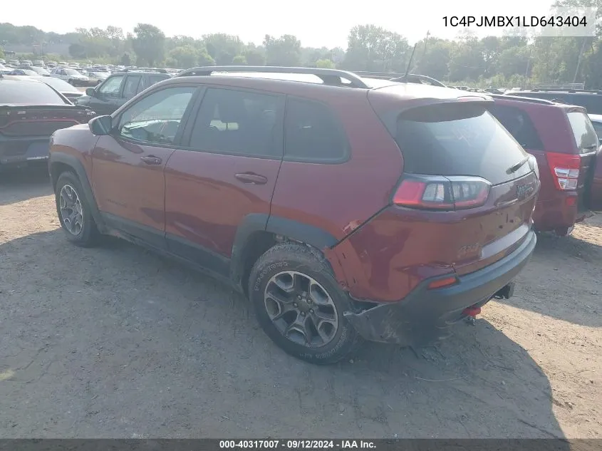 2020 Jeep Cherokee Trailhawk VIN: 1C4PJMBX1LD643404 Lot: 40317007