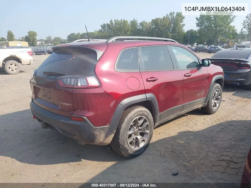 2020 Jeep Cherokee Trailhawk VIN: 1C4PJMBX1LD643404 Lot: 40317007