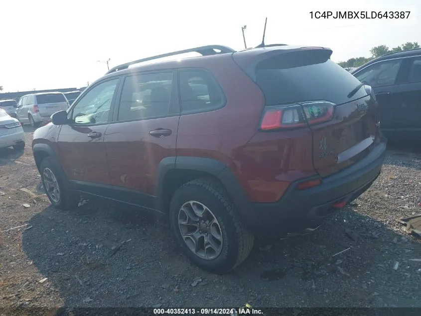 2020 Jeep Cherokee Trailhawk VIN: 1C4PJMBX5LD643387 Lot: 40352413