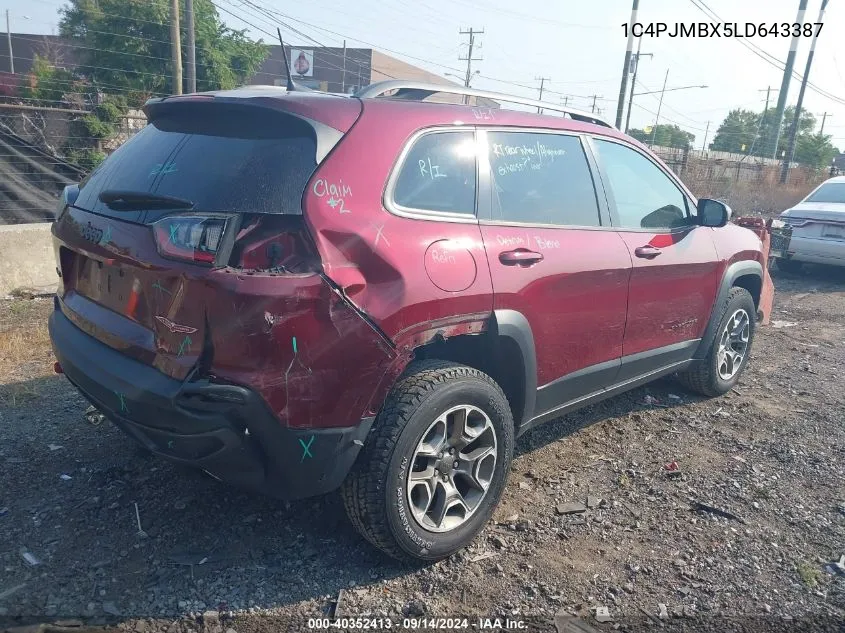 2020 Jeep Cherokee Trailhawk VIN: 1C4PJMBX5LD643387 Lot: 40352413