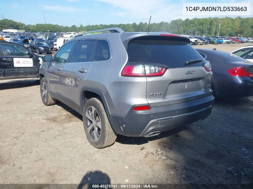 2020 Jeep Cherokee Limited 4X4 VIN: 1C4PJMDN7LD533663 Lot: 40375741