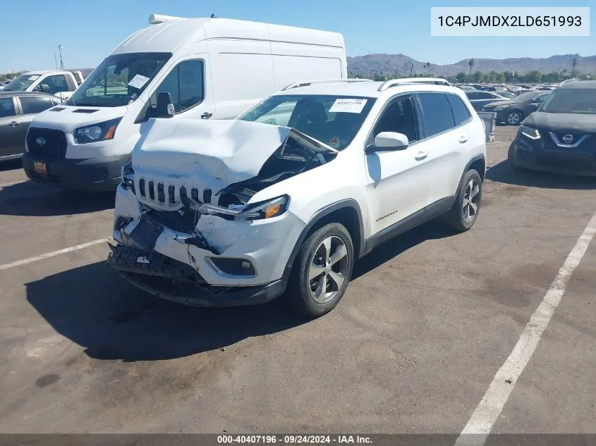 2020 Jeep Cherokee Limited 4X4 VIN: 1C4PJMDX2LD651993 Lot: 40407196