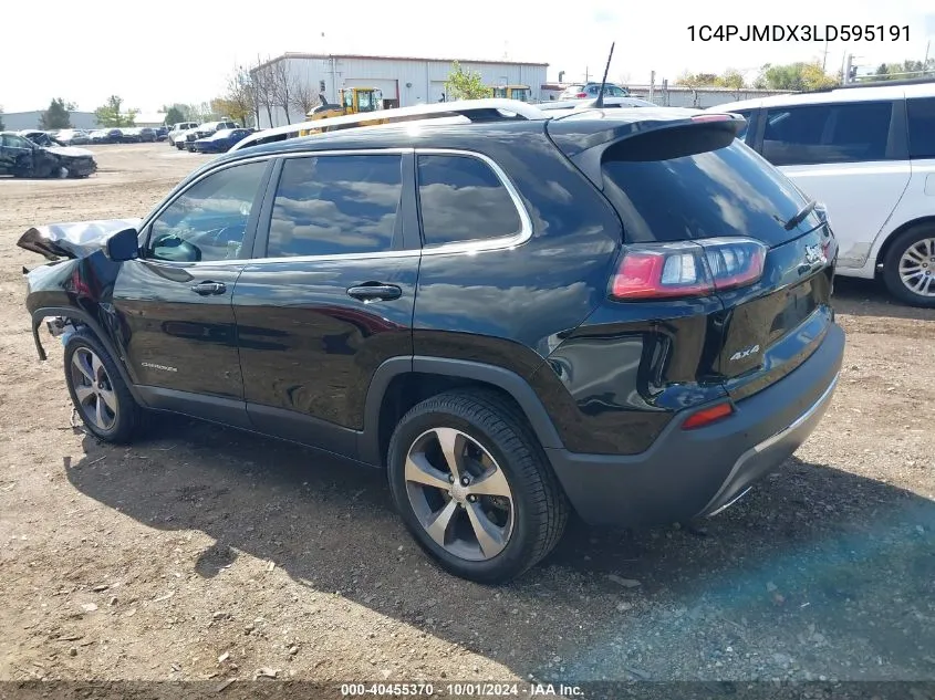 2020 Jeep Cherokee Limited 4X4 VIN: 1C4PJMDX3LD595191 Lot: 40455370