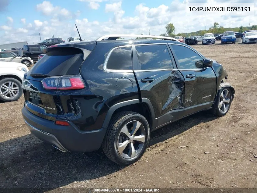 2020 Jeep Cherokee Limited 4X4 VIN: 1C4PJMDX3LD595191 Lot: 40455370