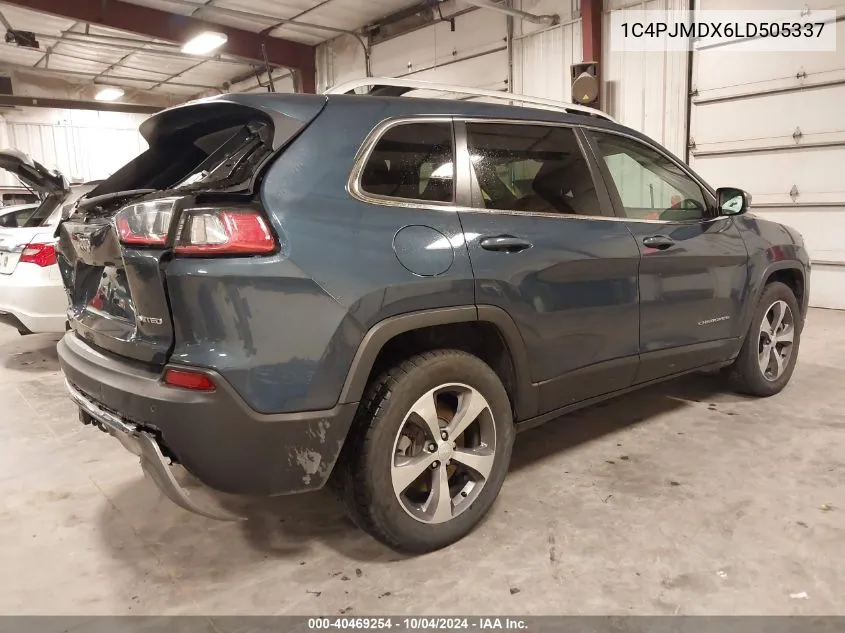 2020 Jeep Cherokee Limited 4X4 VIN: 1C4PJMDX6LD505337 Lot: 40469254