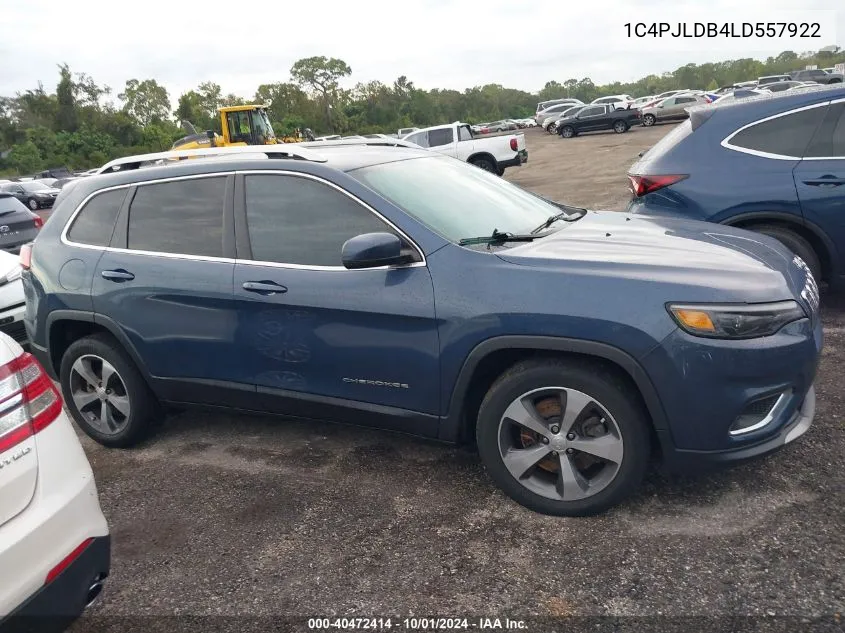 2020 Jeep Cherokee Limited VIN: 1C4PJLDB4LD557922 Lot: 40472414