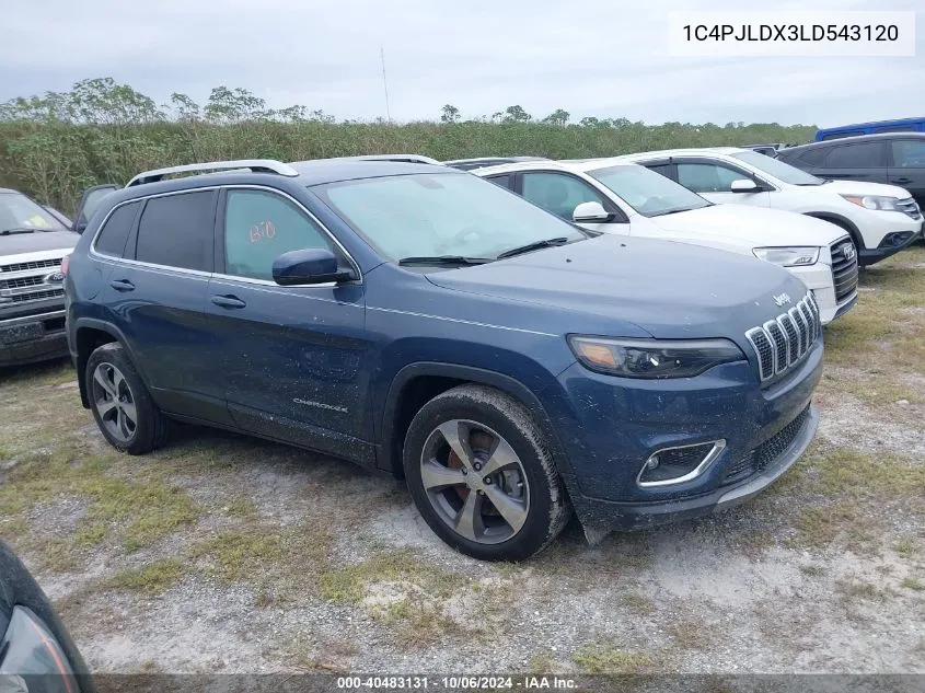 2020 Jeep Cherokee Limited VIN: 1C4PJLDX3LD543120 Lot: 40483131