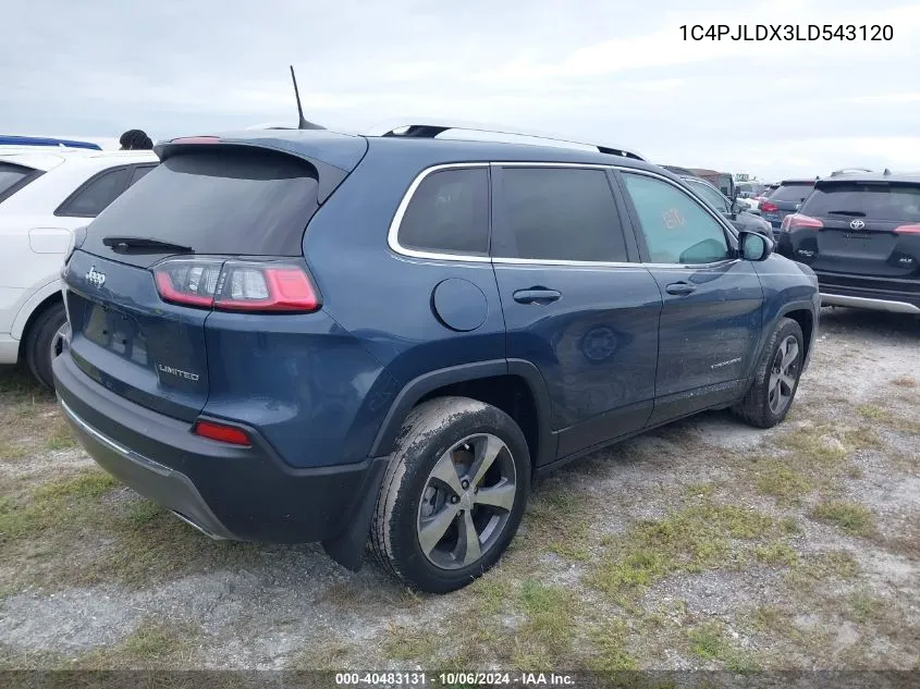 2020 Jeep Cherokee Limited VIN: 1C4PJLDX3LD543120 Lot: 40483131