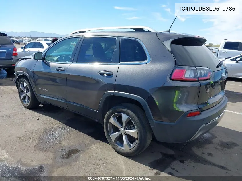 1C4PJLDB3LD610786 2020 Jeep Cherokee Limited Fwd