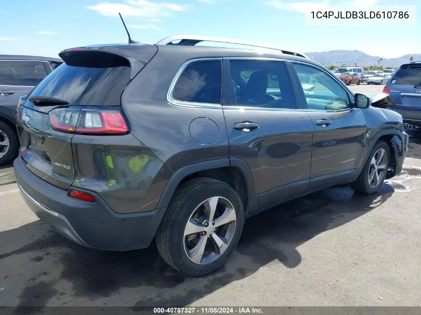 1C4PJLDB3LD610786 2020 Jeep Cherokee Limited Fwd