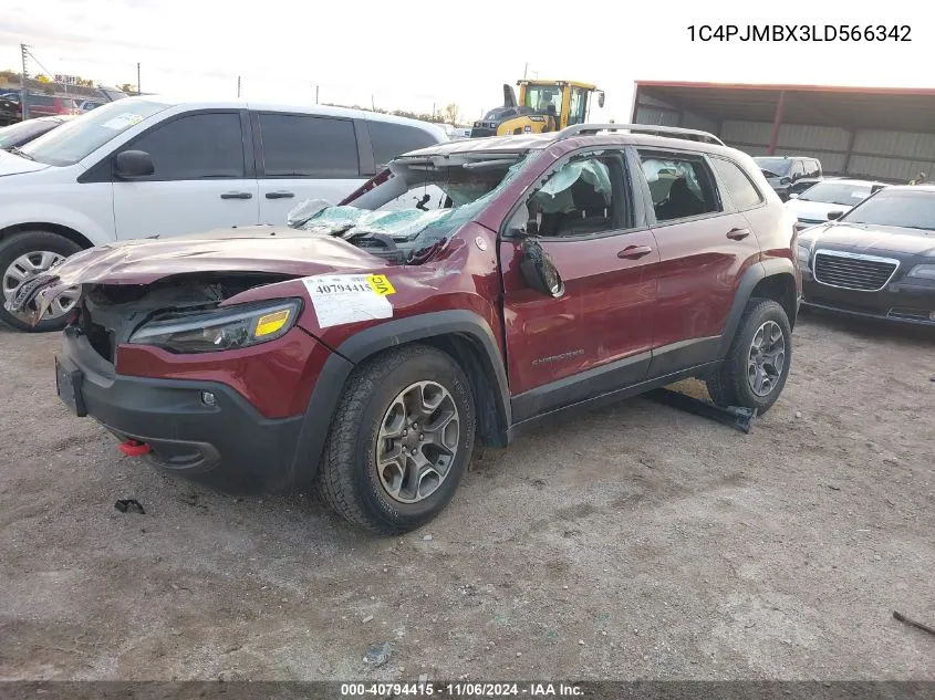 2020 Jeep Cherokee Trailhawk 4X4 VIN: 1C4PJMBX3LD566342 Lot: 40794415