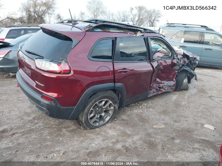 2020 Jeep Cherokee Trailhawk 4X4 VIN: 1C4PJMBX3LD566342 Lot: 40794415