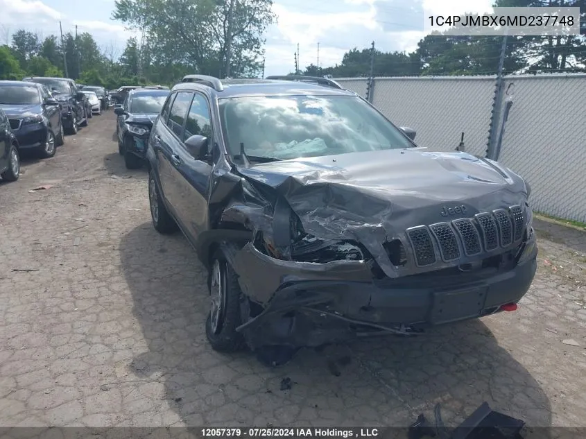 2021 Jeep Cherokee Trailhawk VIN: 1C4PJMBX6MD237748 Lot: 12057379