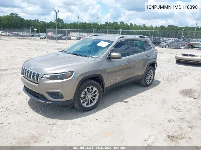 2021 Jeep Cherokee Latitude Lux 4X4 VIN: 1C4PJMMN1MD110398 Lot: 39503395