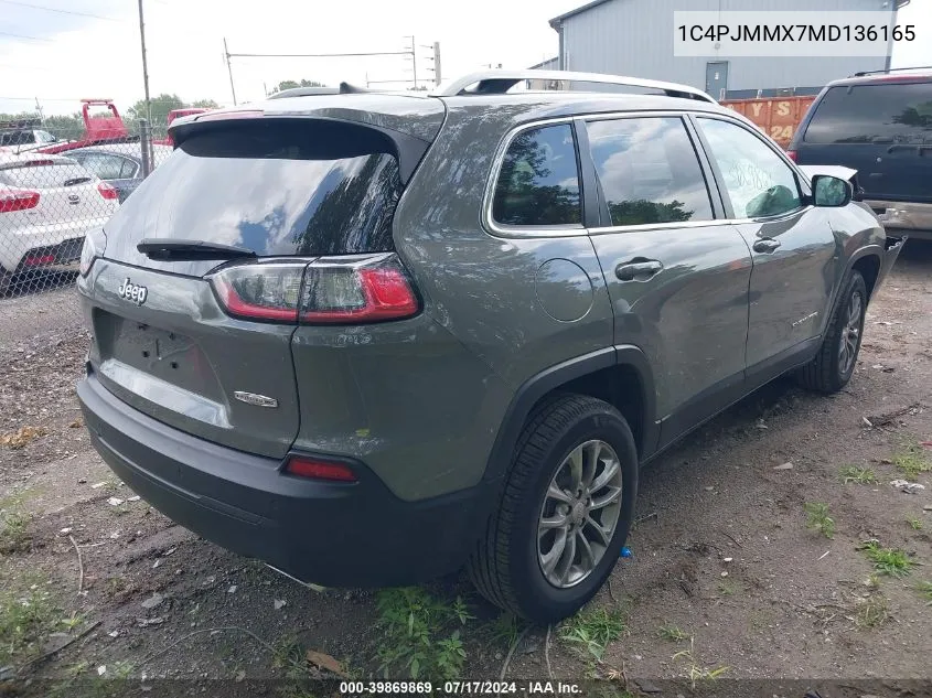 2021 Jeep Cherokee Latitude Lux 4X4 VIN: 1C4PJMMX7MD136165 Lot: 39869869