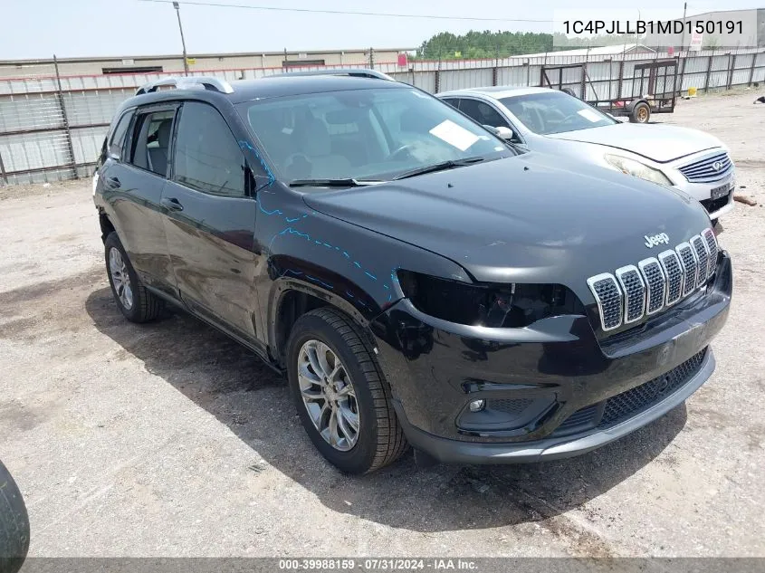 1C4PJLLB1MD150191 2021 Jeep Cherokee Latitude Plus Fwd