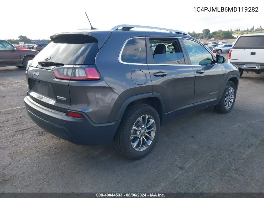 2021 Jeep Cherokee Latitude Plus 4X4 VIN: 1C4PJMLB6MD119282 Lot: 40044533