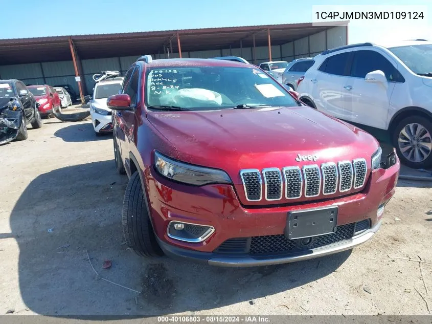 2021 Jeep Cherokee Limited 4X4 VIN: 1C4PJMDN3MD109124 Lot: 40106803