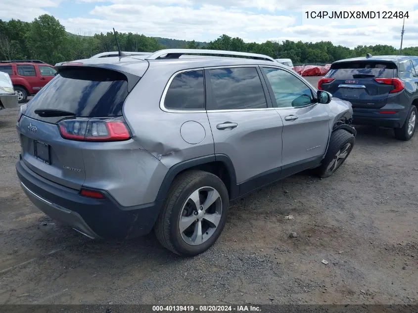 2021 Jeep Cherokee Limited 4X4 VIN: 1C4PJMDX8MD122484 Lot: 40139419