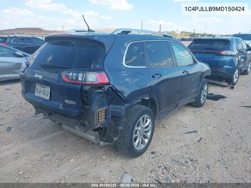 2021 Jeep Cherokee Latitude Plus Fwd VIN: 1C4PJLLB9MD150424 Lot: 40188235