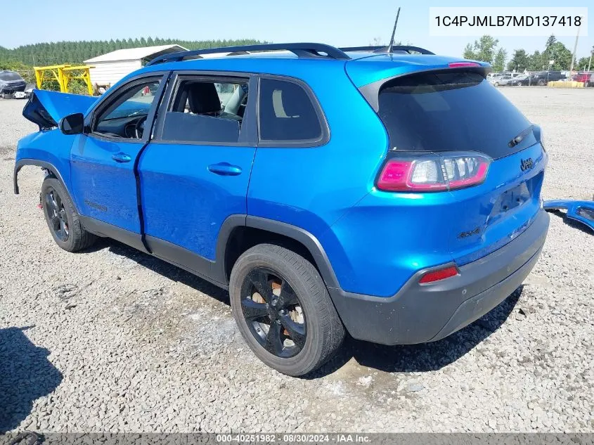 1C4PJMLB7MD137418 2021 Jeep Cherokee Altitude 4X4