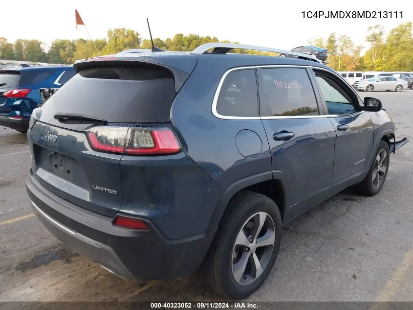 2021 Jeep Cherokee Limited VIN: 1C4PJMDX8MD213111 Lot: 40323052