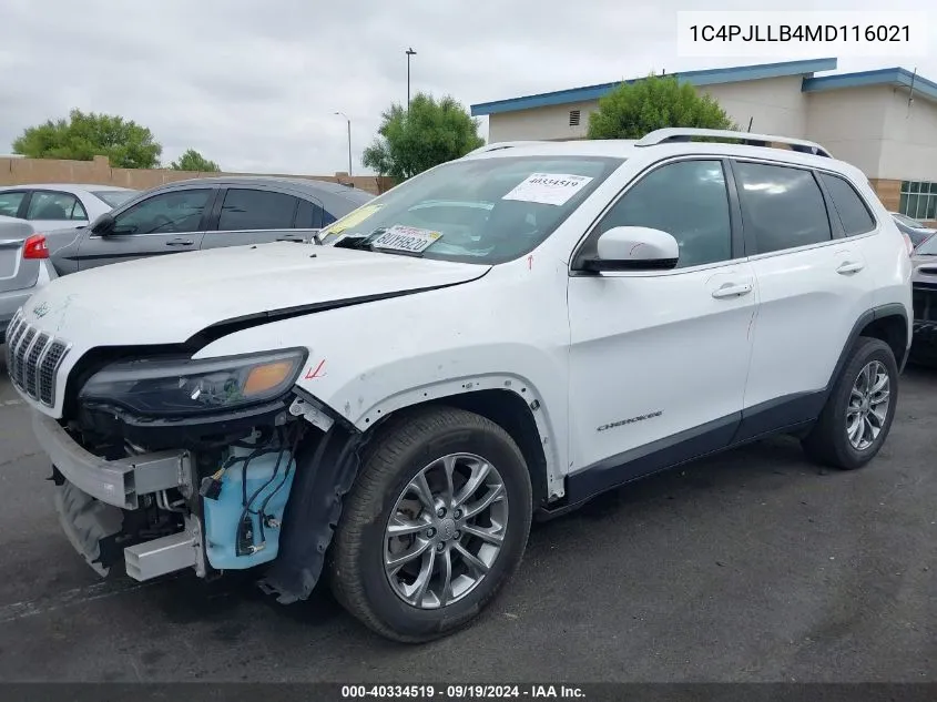 2021 Jeep Cherokee Latitude Plus Fwd VIN: 1C4PJLLB4MD116021 Lot: 40334519