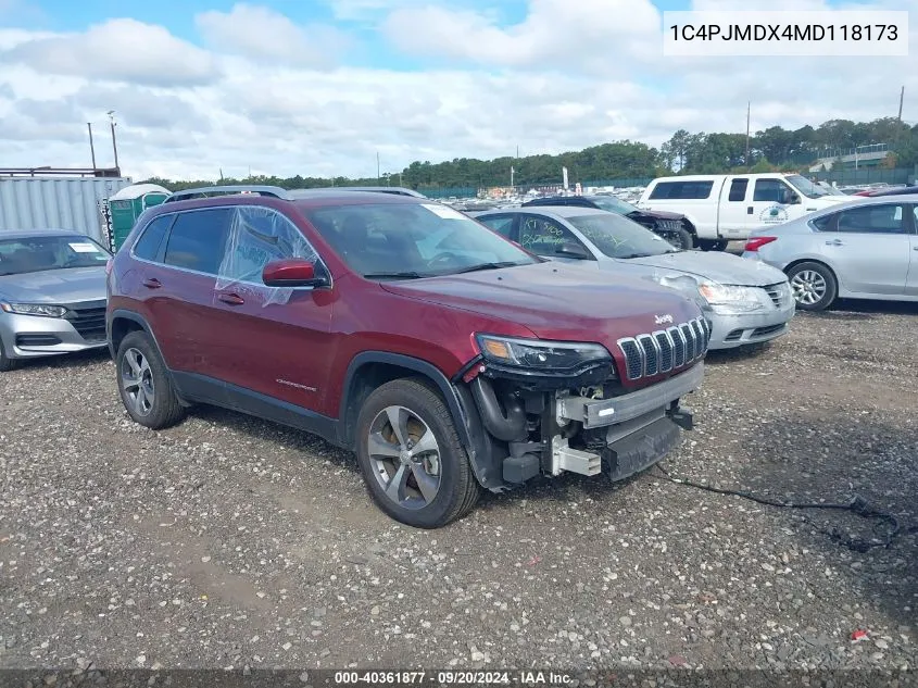 2021 Jeep Cherokee Limited 4X4 VIN: 1C4PJMDX4MD118173 Lot: 40361877