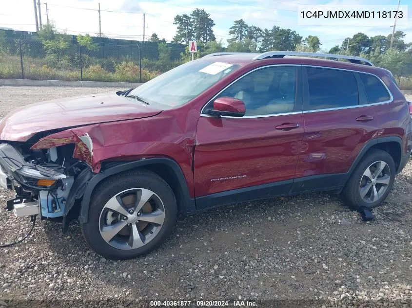 2021 Jeep Cherokee Limited 4X4 VIN: 1C4PJMDX4MD118173 Lot: 40361877