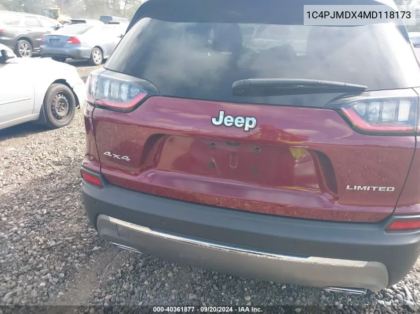 2021 Jeep Cherokee Limited 4X4 VIN: 1C4PJMDX4MD118173 Lot: 40361877