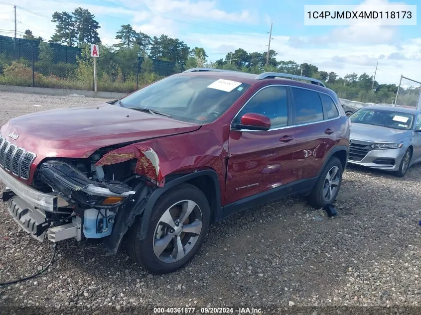 2021 Jeep Cherokee Limited 4X4 VIN: 1C4PJMDX4MD118173 Lot: 40361877