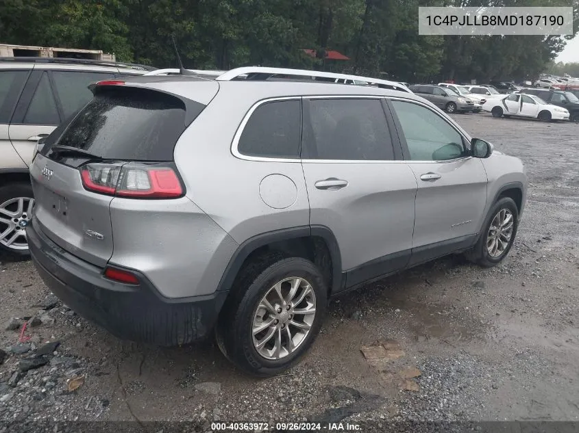 2021 Jeep Cherokee Latitude Plus Fwd VIN: 1C4PJLLB8MD187190 Lot: 40363972