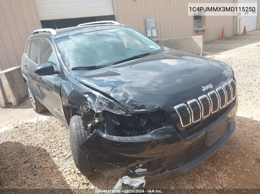 2021 Jeep Cherokee Latitude Lux 4X4 VIN: 1C4PJMMX3MD115250 Lot: 40376098