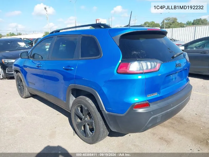 2021 Jeep Cherokee Altitude Fwd VIN: 1C4PJLLB1MD192232 Lot: 40385411