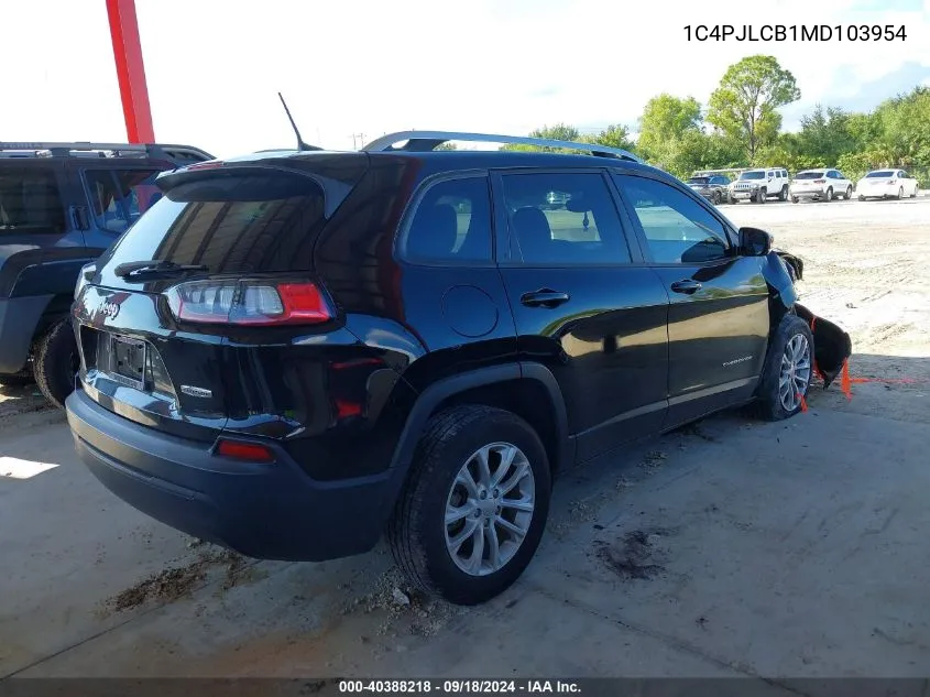 1C4PJLCB1MD103954 2021 Jeep Cherokee Latitude Fwd