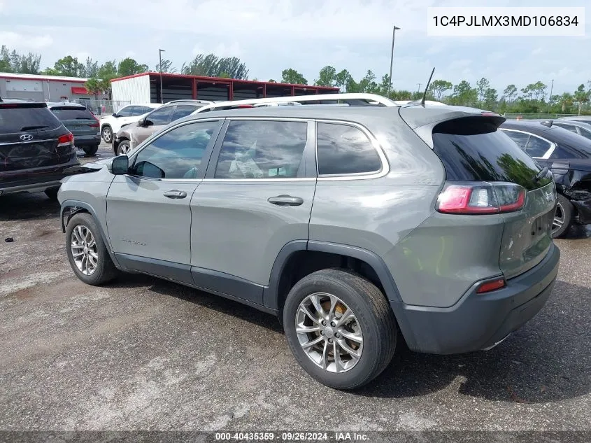 1C4PJLMX3MD106834 2021 Jeep Cherokee Latitude Lux