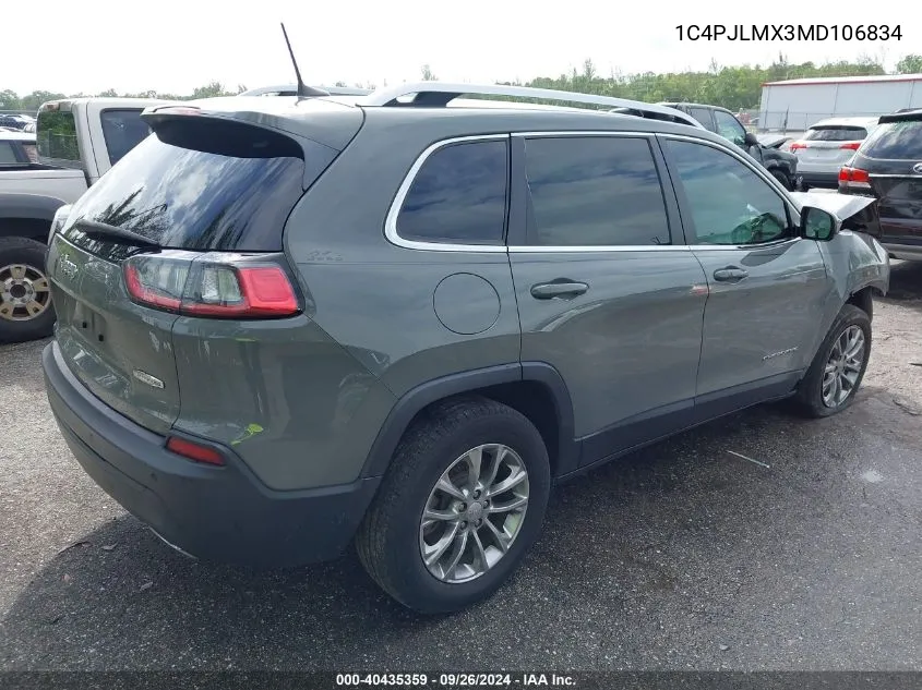 1C4PJLMX3MD106834 2021 Jeep Cherokee Latitude Lux