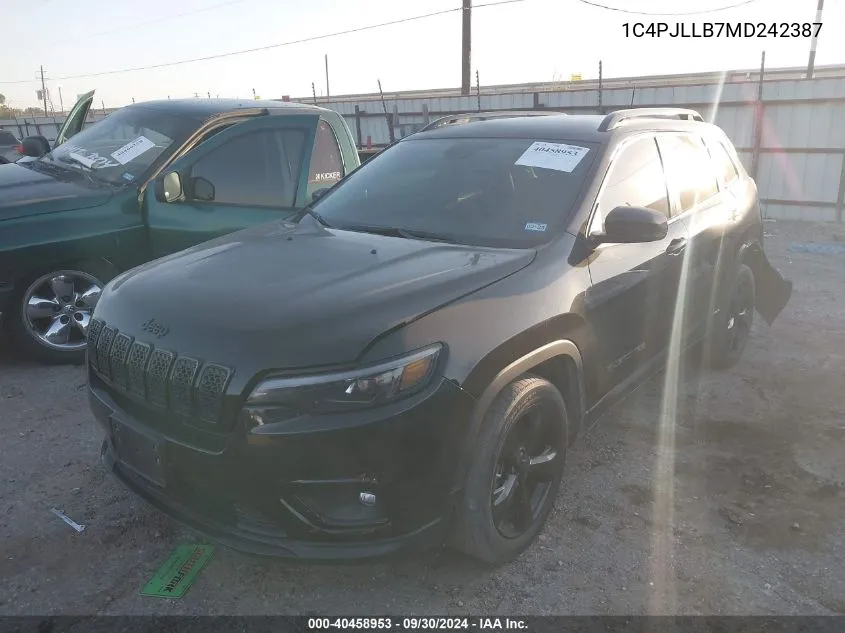 2021 Jeep Cherokee Latitude Plus VIN: 1C4PJLLB7MD242387 Lot: 40458953