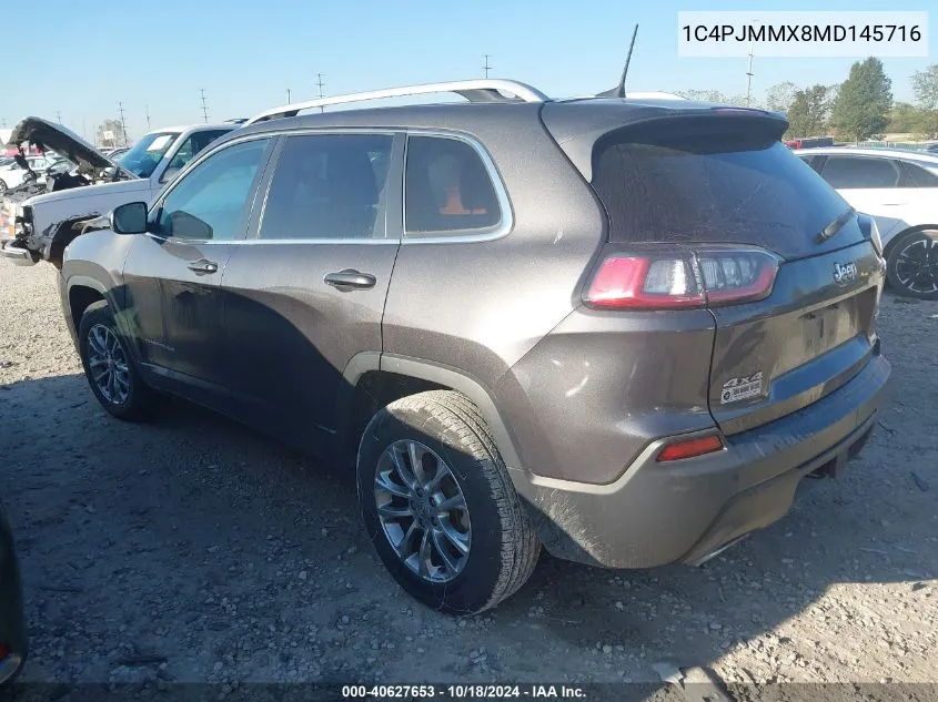 2021 Jeep Cherokee Latitude Lux 4X4 VIN: 1C4PJMMX8MD145716 Lot: 40627653