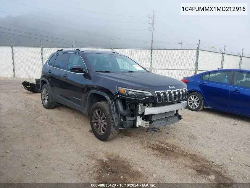 2021 Jeep Cherokee Latitude Lux 4X4 VIN: 1C4PJMMX1MD212916 Lot: 40635429