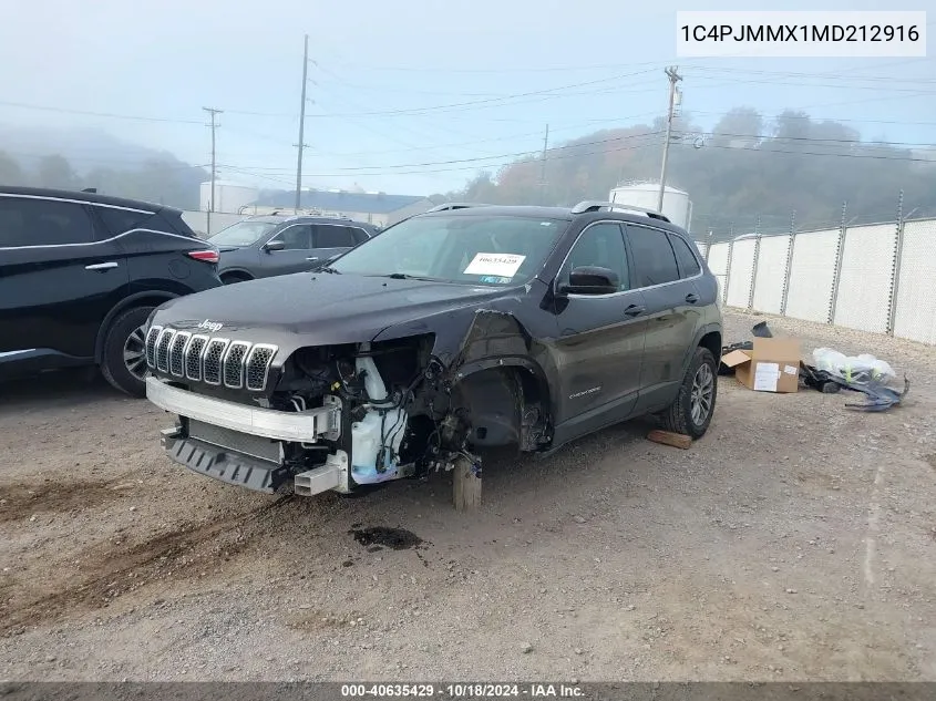 2021 Jeep Cherokee Latitude Lux 4X4 VIN: 1C4PJMMX1MD212916 Lot: 40635429