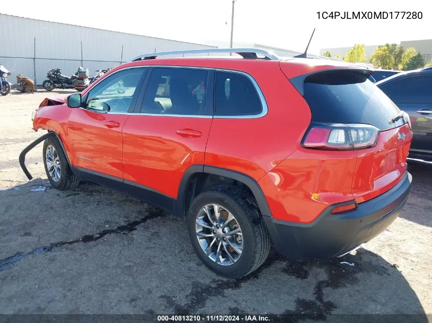 1C4PJLMX0MD177280 2021 Jeep Cherokee Latitude Lux Fwd