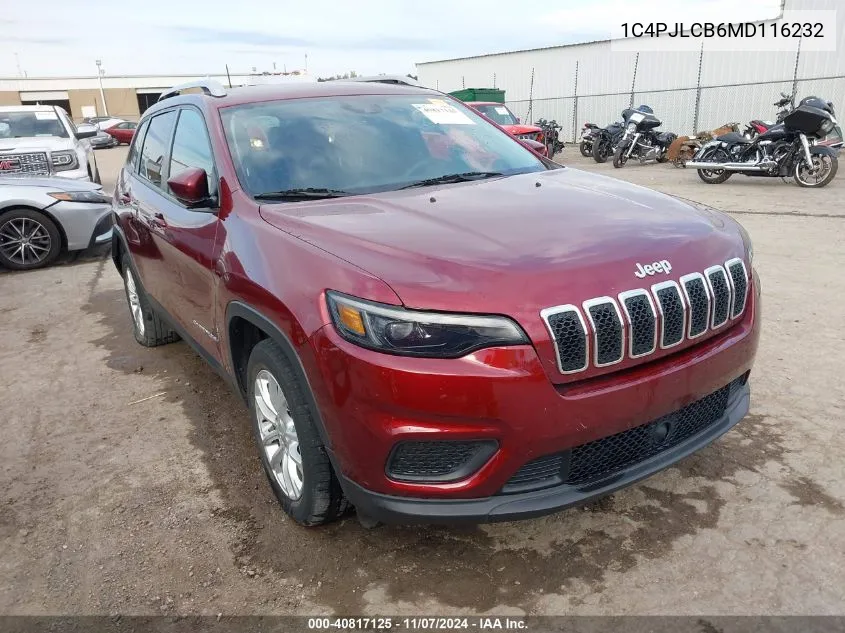 2021 Jeep Cherokee Latitude Fwd VIN: 1C4PJLCB6MD116232 Lot: 40817125