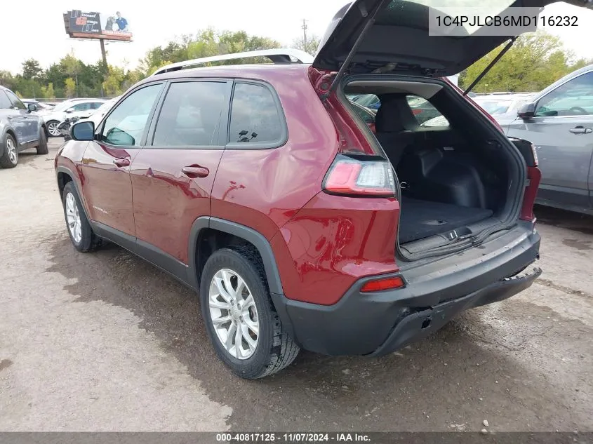 2021 Jeep Cherokee Latitude Fwd VIN: 1C4PJLCB6MD116232 Lot: 40817125