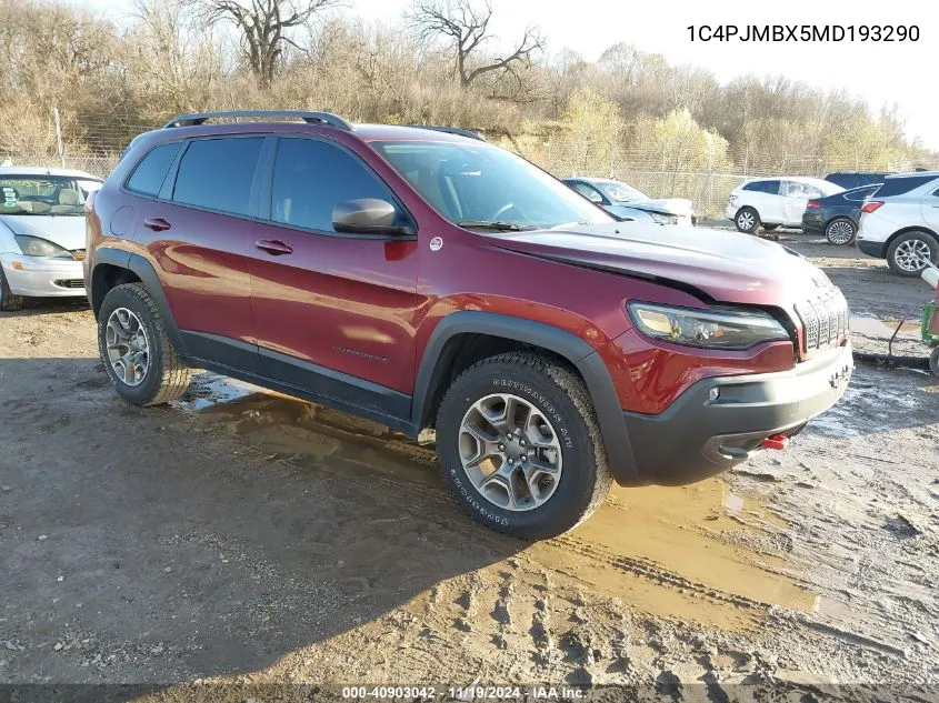 2021 Jeep Cherokee Trailhawk 4X4 VIN: 1C4PJMBX5MD193290 Lot: 40903042