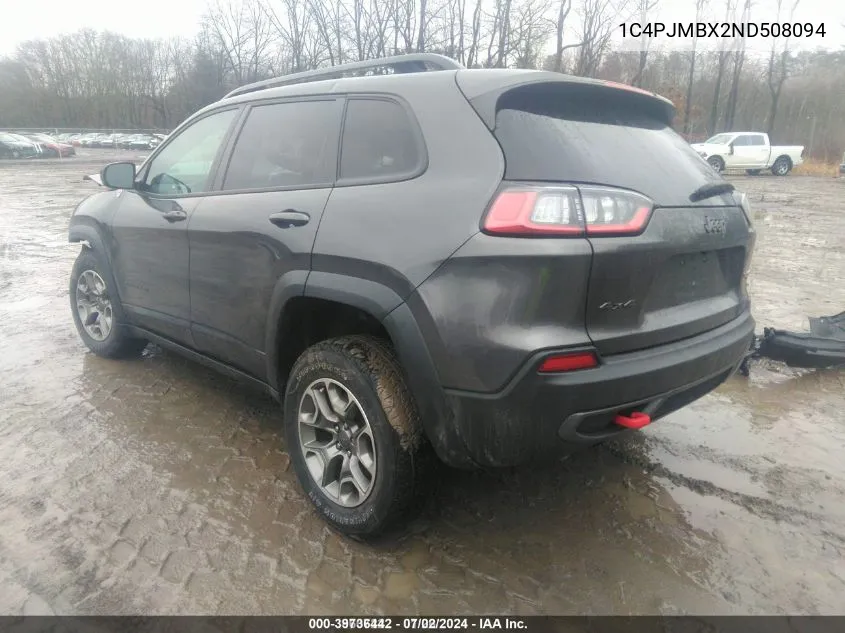 2022 Jeep Cherokee Trailhawk 4X4 VIN: 1C4PJMBX2ND508094 Lot: 39736442